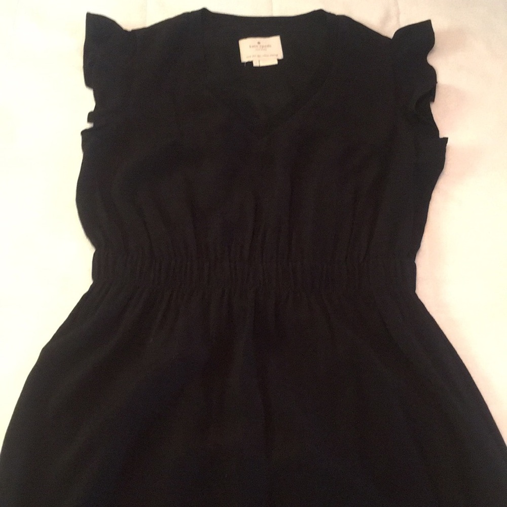 Kate Spade little black dress ruffle cap sleeves 4